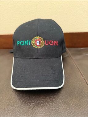 Portugal Black Baseball Cap Features Embroidered Portuguese Flag Emblem